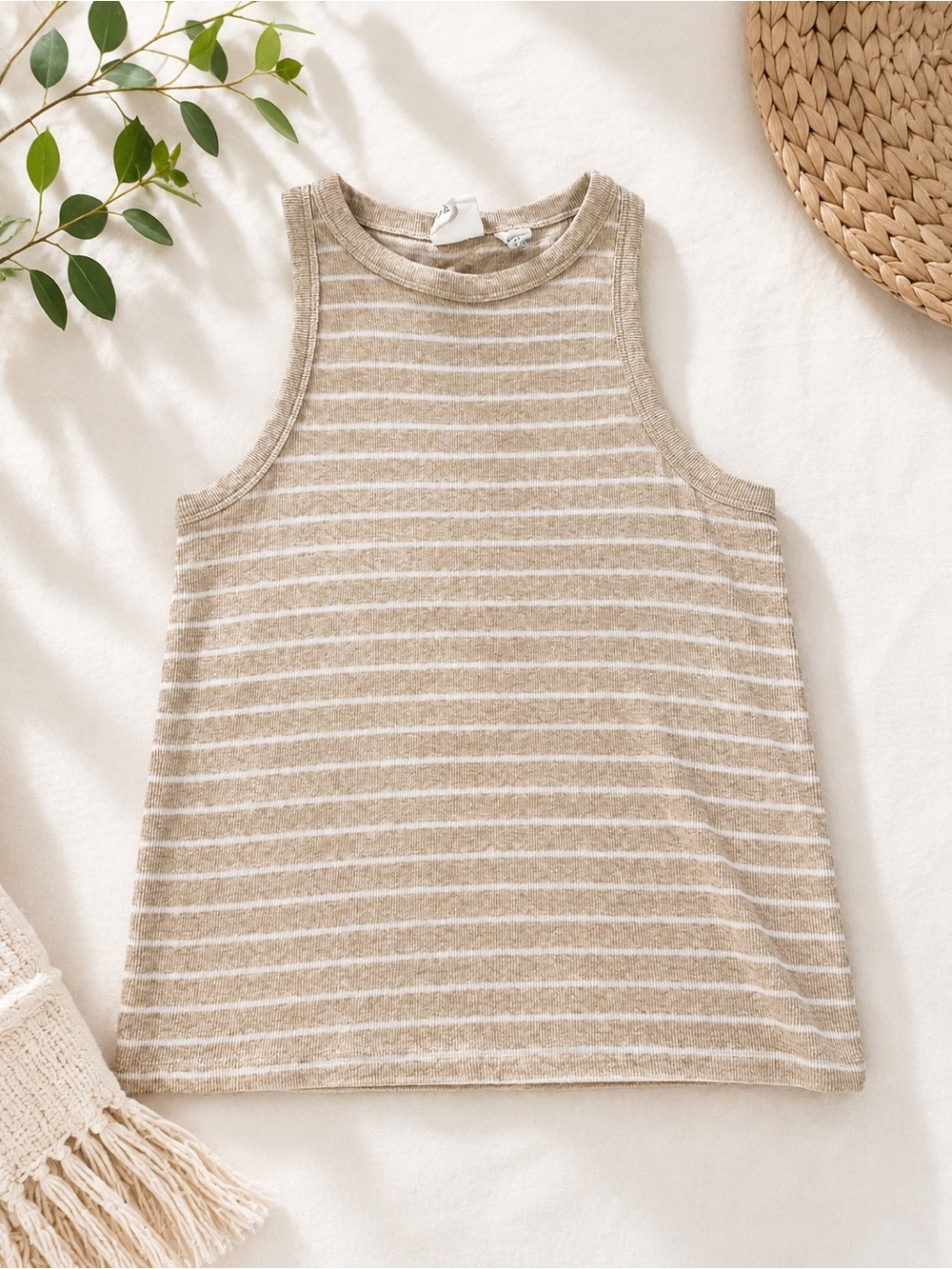 C&C California Pima Cotton Modal Striped Ribbed Tank Top M